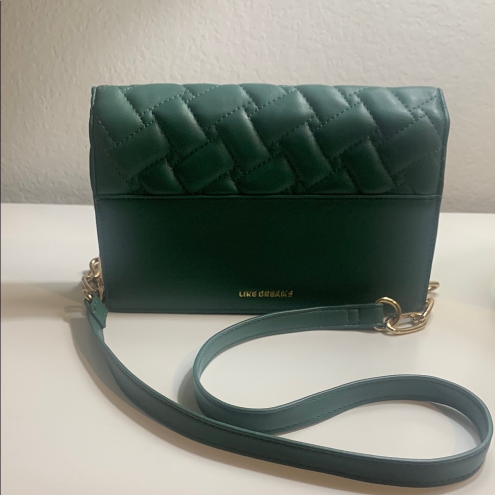 “Like Dreams” Green Quilted Crossbody Bag